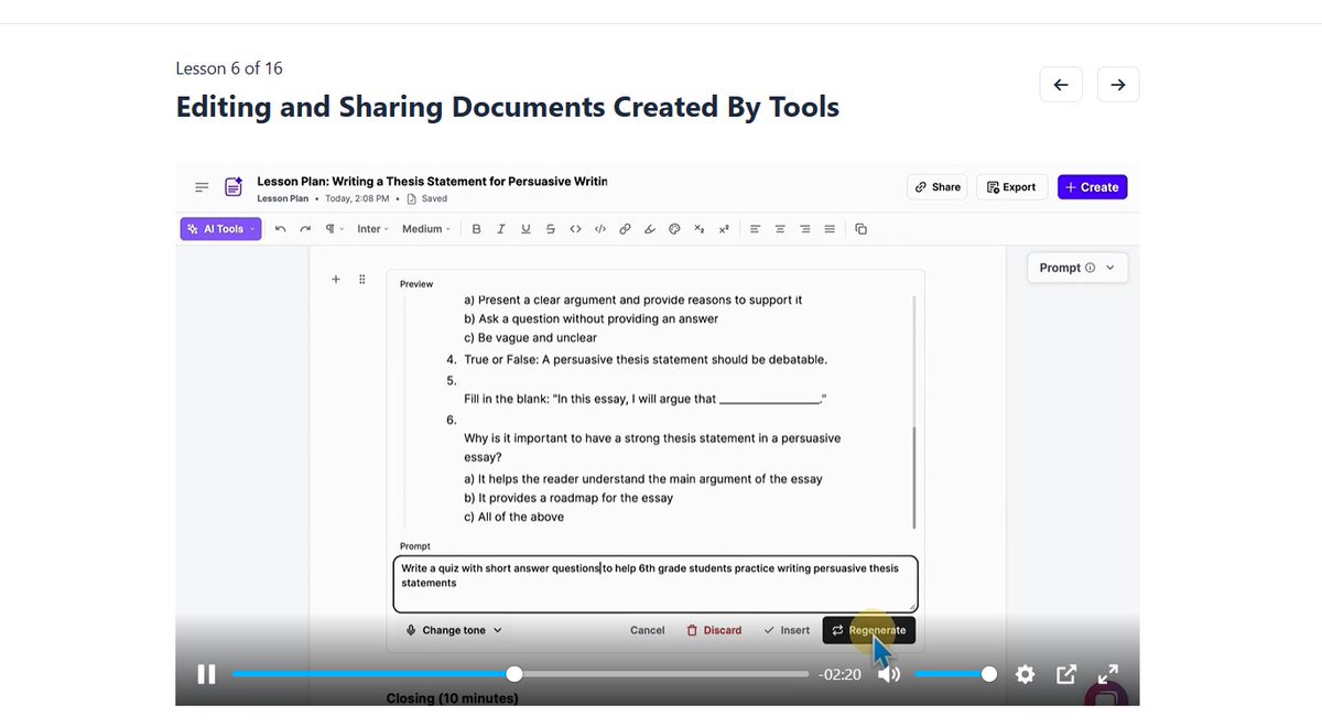 Moving through the Level 1 #CertifiedEducator course powered by @GetSchoolAI and keep getting my #HiddenGems at Editing and Sharing Documents Created By #AITools. Especially 'Adding Additional Sections' with #AIwriter is my fav! One prompt and a #quiz is added to your doc. #AI