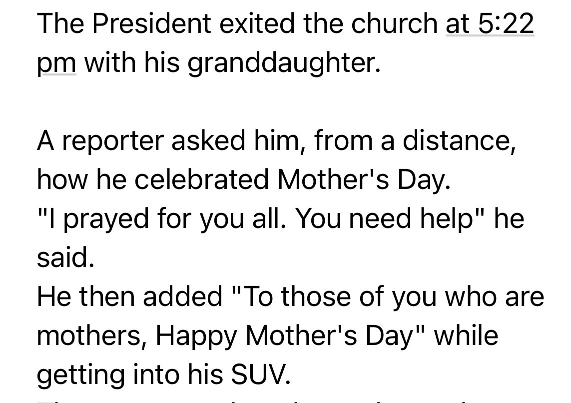 Another charming Mother’s Day message from Joe Biden yesterday. Per White House press pool: