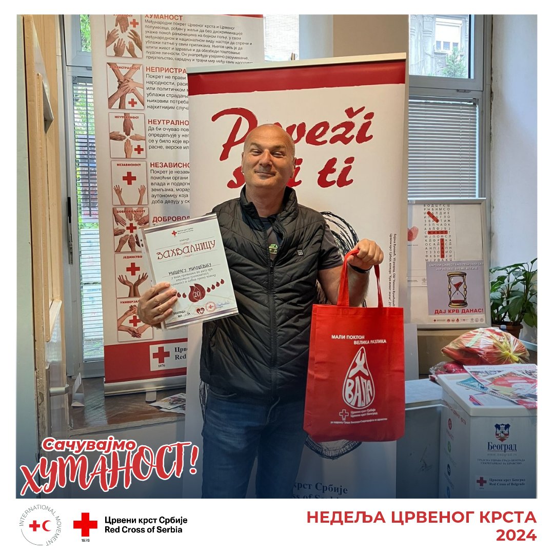 🩸 Povodom Nacionalnog dana dobrovoljnih davalaca krvi uručili smo priznaje gospodinu Miodragu Miloševiću koji je 20 puta dobrovoljno dao krv! #dobrovoljnodavalaštvokrvi  #nedeljacrvenogkrsta #crvenikrstsavskivenac #blooddonor #redcrossweek #redcrosssavskivenac 👏👏