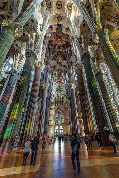 The interior of the Gaudi Cathedral. Barcelona, ​​Spain