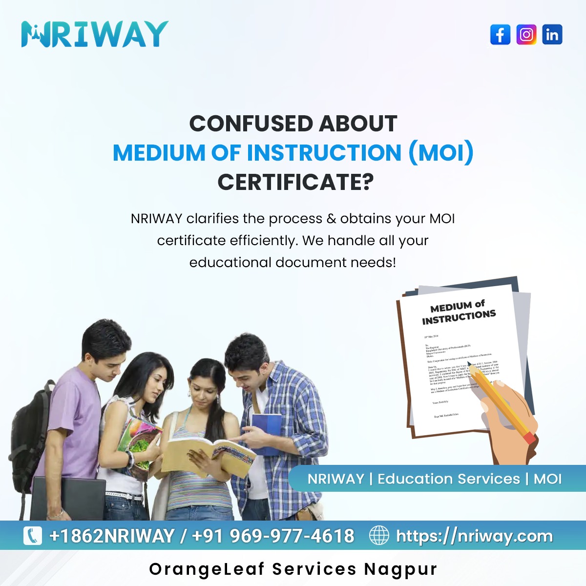 NriWay's tweet image. NRIWAY deliver your #MediumOfInstruction certificate to your doorstep online
 Order Online: nriway.com/nri-service/Me…
+91 969 977 4618 / +1 862-267-4929

#midumofinstruction  #nristudents #NRIServices #NRI #nridocuments #studyabroad #abroadlife #AbroadStudy #university