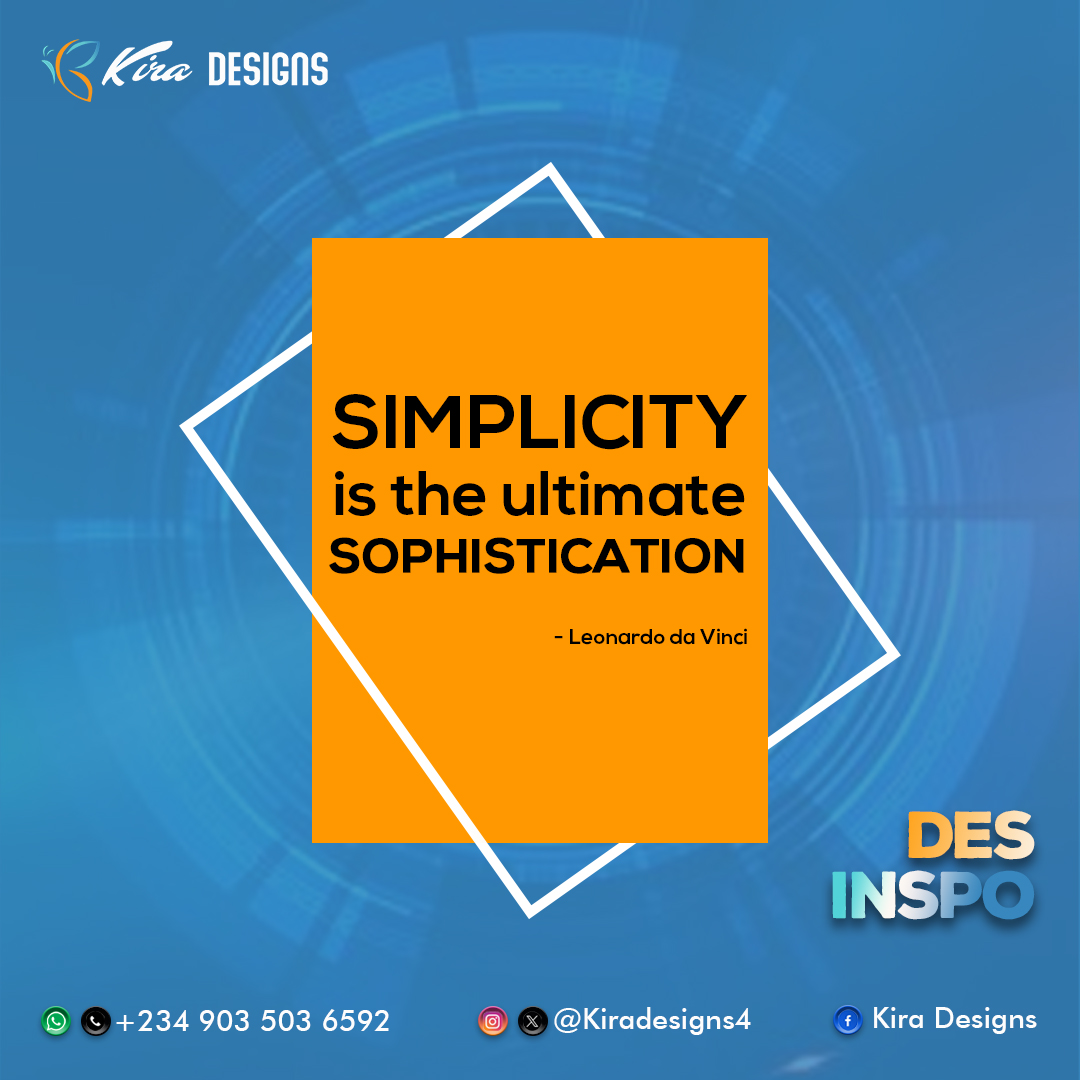 Less is more! Clarity is key!  I totally agree with Da Vinci in simplicity being the highest form of elegance, refinement, and complexity.

#designinspiration
#designs
#graphicdesign