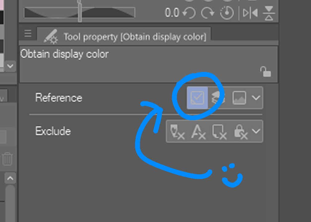 One more CSP tip! If you select the eyedropper, then this setting in tool properties, it will allow you to colour pick from your current layer only - ignoring other blending mode layers 😊