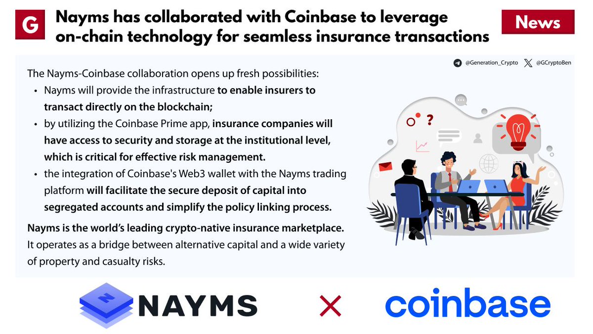 World’s leading crypto-native insurance marketplace @nayms $NAYM has collaborated with @coinbase to leverage on-chain technology for seamless insurance transactions 👉 medium.com/nayms/nayms-jo…