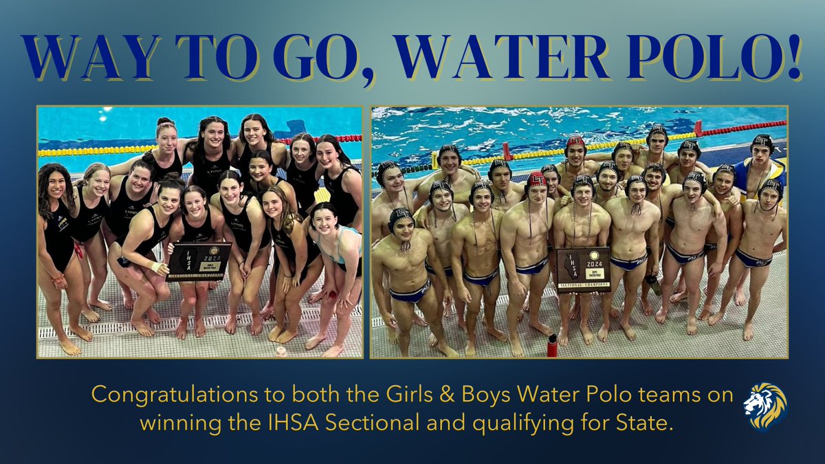 Congratulations to both the Girls & Boys Water Polo teams on winning the IHSA Sectional and qualifying for State. #WeAreLT