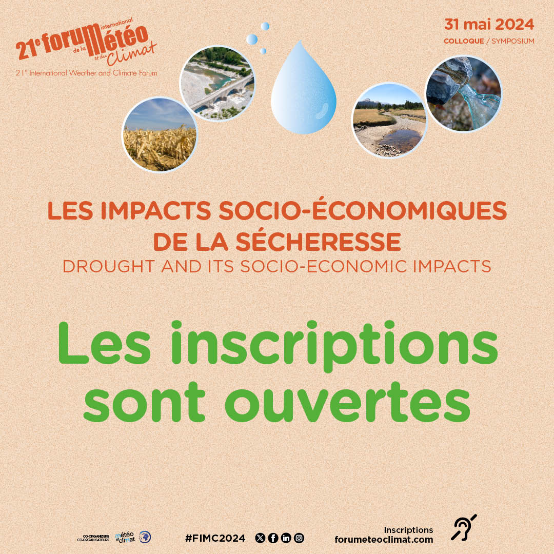 Plus que 10 jours pour vous inscrire au #FIMC2024 sur le thème des impacts socio-économiques de la #sécheresse ! Ca se passe ici ➡️ forumeteoclimat.com/programme/coll… 📲 Gratuit pour les étudiants en distanciel #FIMC2024 #climat #ClimateEmergency