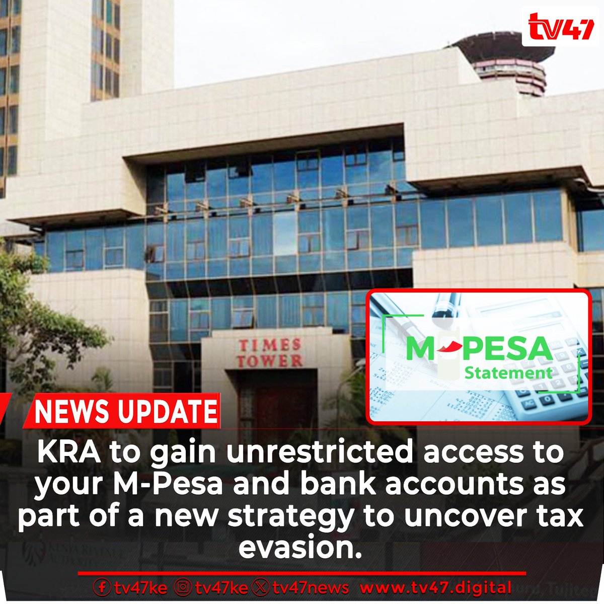 KRA to gain unrestricted access to your M-Pesa and bank accounts as part of a new strategy to uncover tax evasion. This means KRA could monitor transactions involving Paybills, bank accounts, and apps used for cash receipts by businesses and individuals. The government aims to