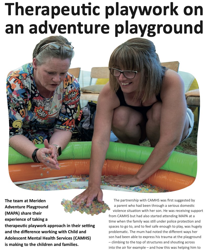 Today is the start of #MentalHealthAwarenessWeek (13 - 19 May) Read how Meriden Adventure Playground is taking a therapeutic playwork approach and working with CAMHS to make a difference to children and families, in our latest edition of ‘Play for Wales’, page 10 Link below👇