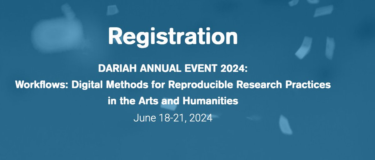 The 2024 annual @DARIAHeu conference will be dedicated to 'Workflows: Digital Methods for Reproducible Research Practices in the Arts and Humanities' and will take place on the 18-21 June 2024; registration is open until the 4th June 2024. I archivesportaleurope.net/blog/2024-dari…
