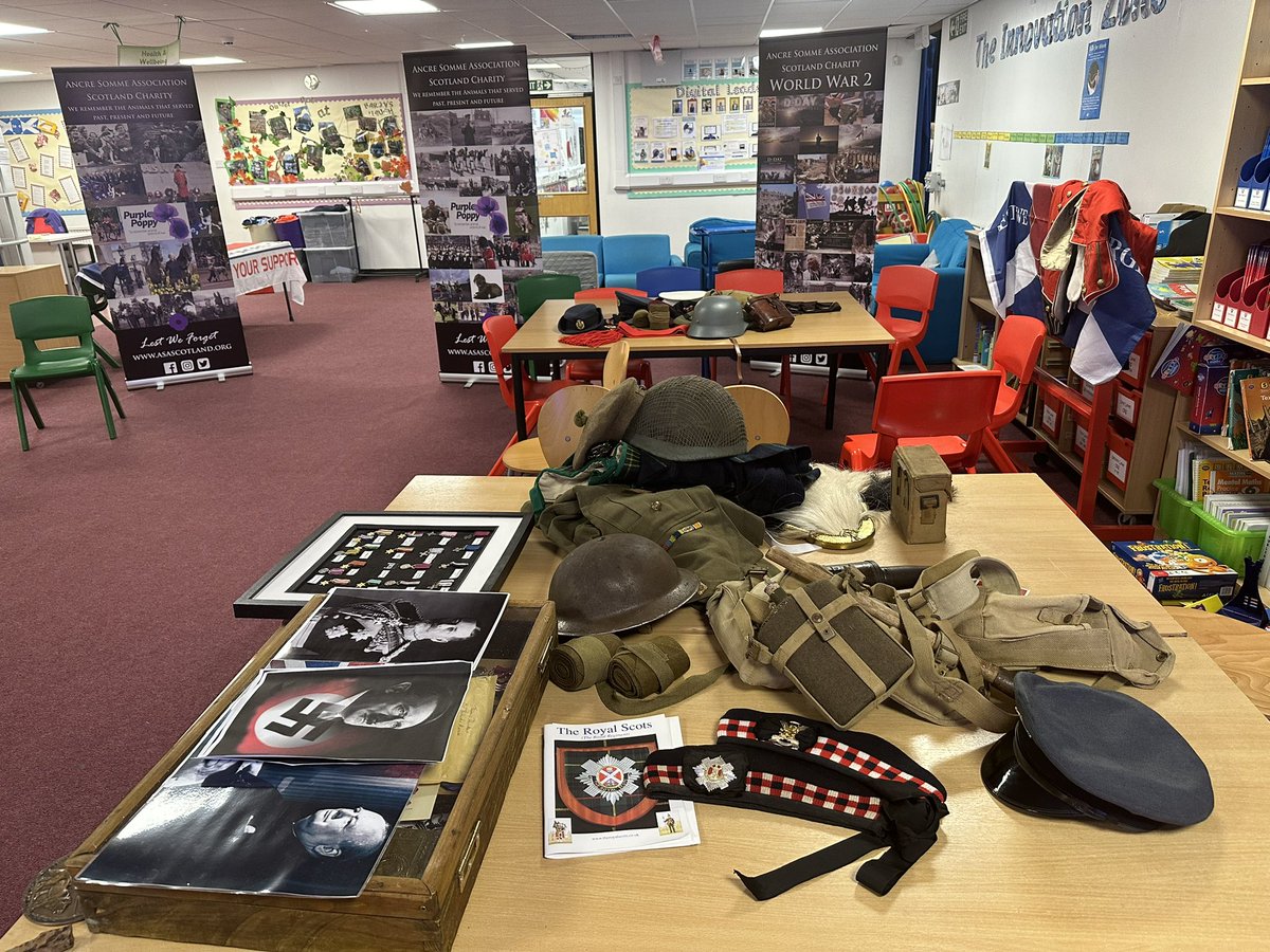 A wee visit to Berryhill Primary School, Wishaw, teaching WW1, WW2, Armed Forces, Poppy, Purple Poppy, Ukraine, Remembrance and understanding freedom is not free. #Wishaw #education #service #sacrifice #freedom #ArmedForces #WW1 #WW2 #today #ASAScotland #charity @MrsClelland