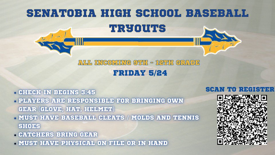 Senatobia High School tryout information 👇
