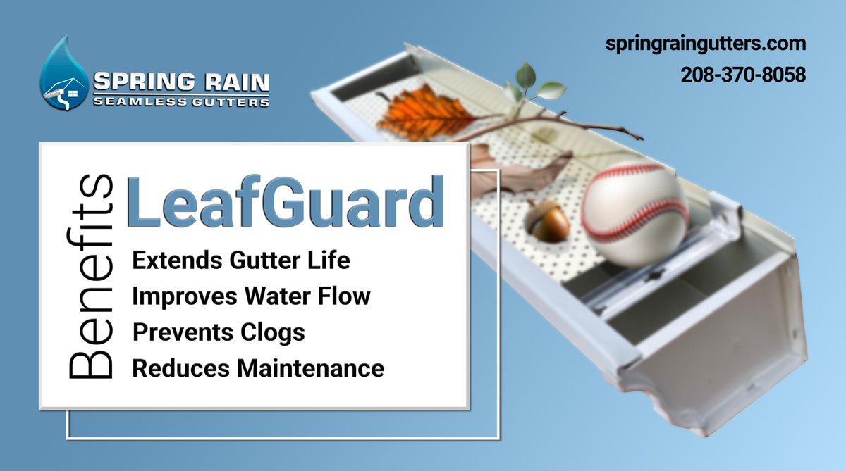 SpringGutters's tweet image. Ditch gutter cleaning for good with LeafGuard Gutters! 🍃☔️ Experience hassle-free maintenance in the Treasure Valley with Spring Rain Gutters. Call 208-370-8058 or visit bit.ly/3qPdrpr for FREE estimates! #LeafGuard #SpringRainGutters