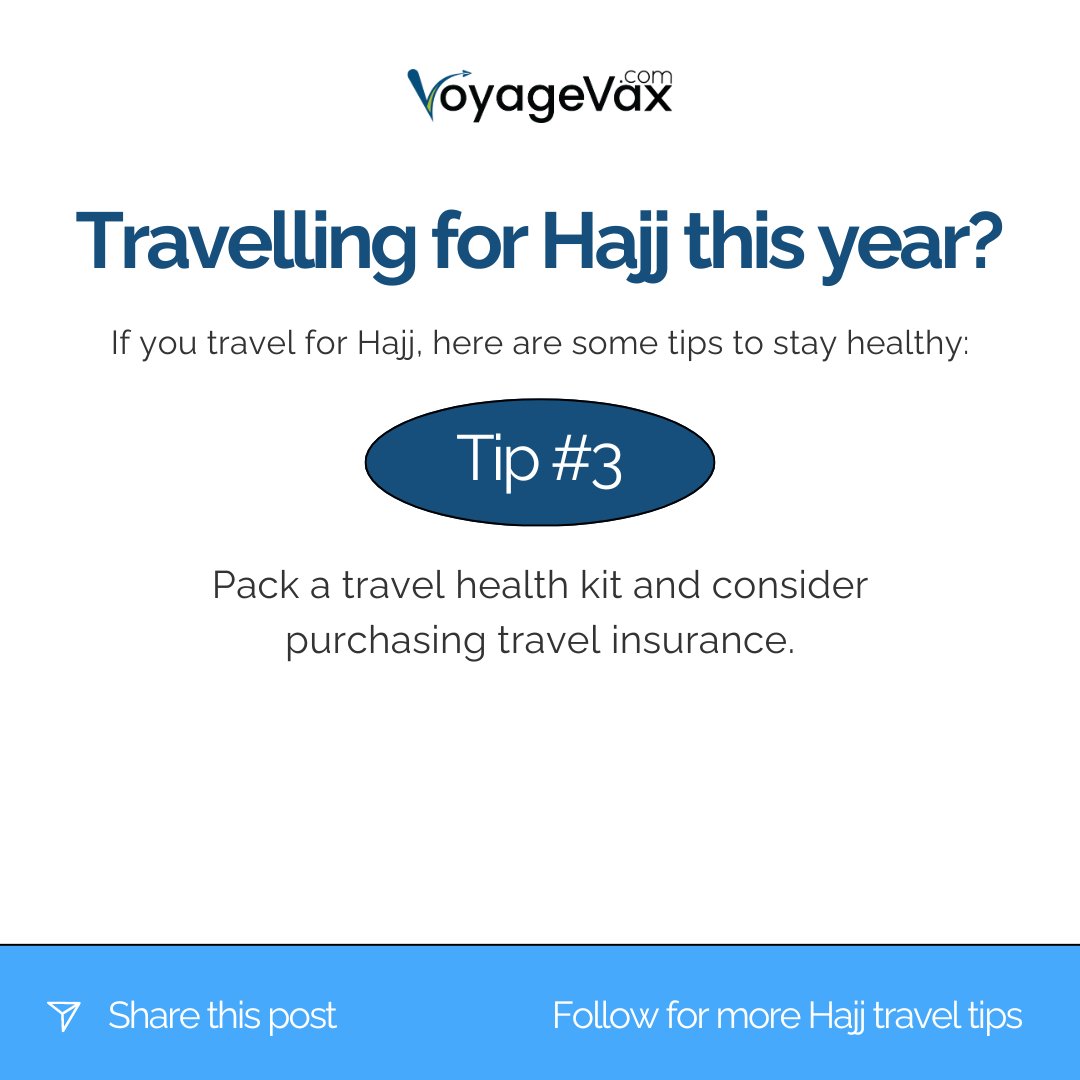 Travelling for Hajj - Tip #3

Pack a travel health kit and consider purchasing travel insurance.

#hajj #hajj2024 #hajjtravel #travelhealth