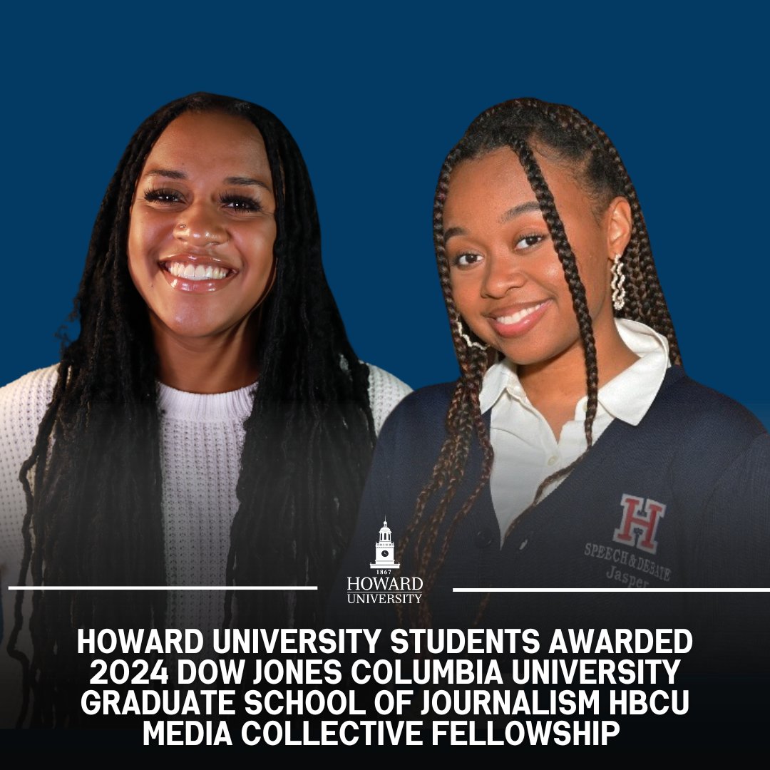 Congratulations to Jada Ingleton and Jasper Smith for being selected as 2024 fellows of the HBCU Media Collective! The program is under the leadership of Dow Jones and in collaboration with the Columbia University School of Journalism. Learn more here: thedig.howard.edu/all-stories/ho…