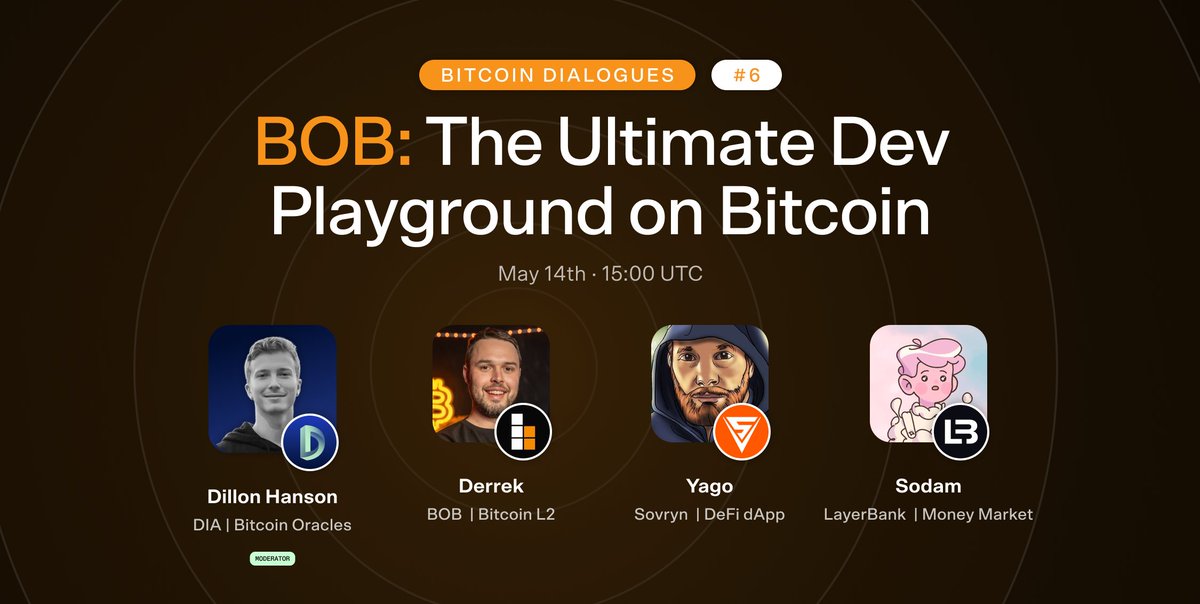 🔸Bitcoin DIAlogues Ep6: BOB Ecosystem Explore @build_on_bob, uniting the best of Bitcoin & Ethereum, with special guests @TheDerrek, @EdanYago from @SovrynBTC and @LayerSodam from @LayerBankFi. Learn how these projects are expanding DeFi on Bitcoin. 🔔 x.com/i/spaces/1vaxr…