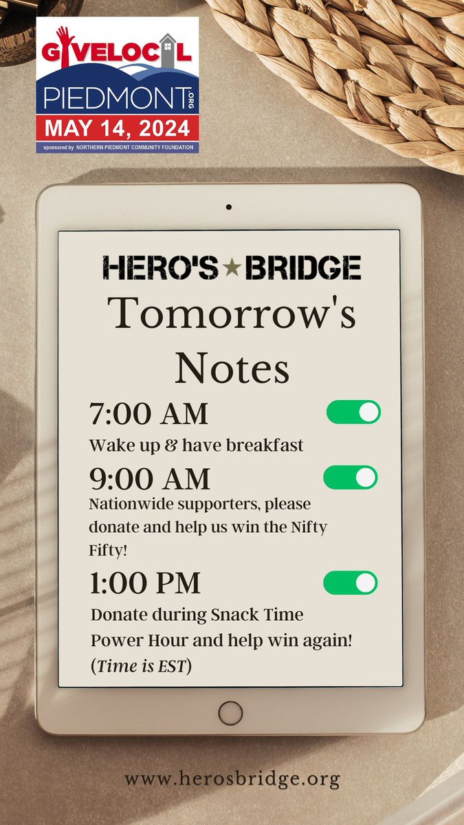 #GiveLocalPiedmont begins at midnight tonight! Set your alarm to make a donation & help us win the Nifty Fifty award for donations received from most states! At 1:00 PM EST donate and we can win the Snack Time Power Hour award! Access the HB GLP page here: givelocalpiedmont.org/organization/H…