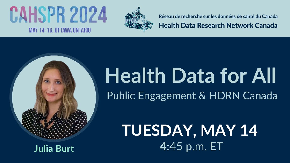 🤝🏽 #MeetOurTeam! How does #PublicEngagement drive the work of #HDRNCanada? Check out Public Engagement Lead @JuliaBurt1/ @NL_SUPPORT_Unit's poster presentation at #CAHSPR24! 🗓️May 14 🕟4:45 p.m. ET. Learn more ➡️bit.ly/CAHSPR2024
