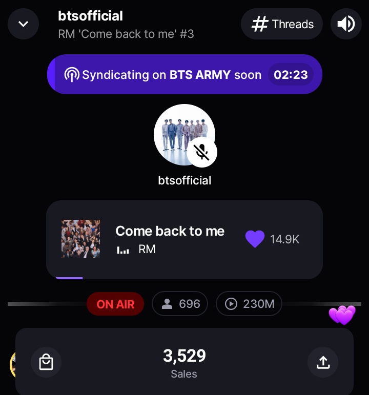 — El tercer listening party oficial de 'Come back to me' de #RM ya comenzó en StationHead. Recuerden que si no tienen una cuenta premium pueden sumarse con sus playlists. ¿Ya se unieron? ↓ (stationhead.com/btsofficial) COME BACK TO ME LISTENING PARTY DAY 3 #Comebacktome