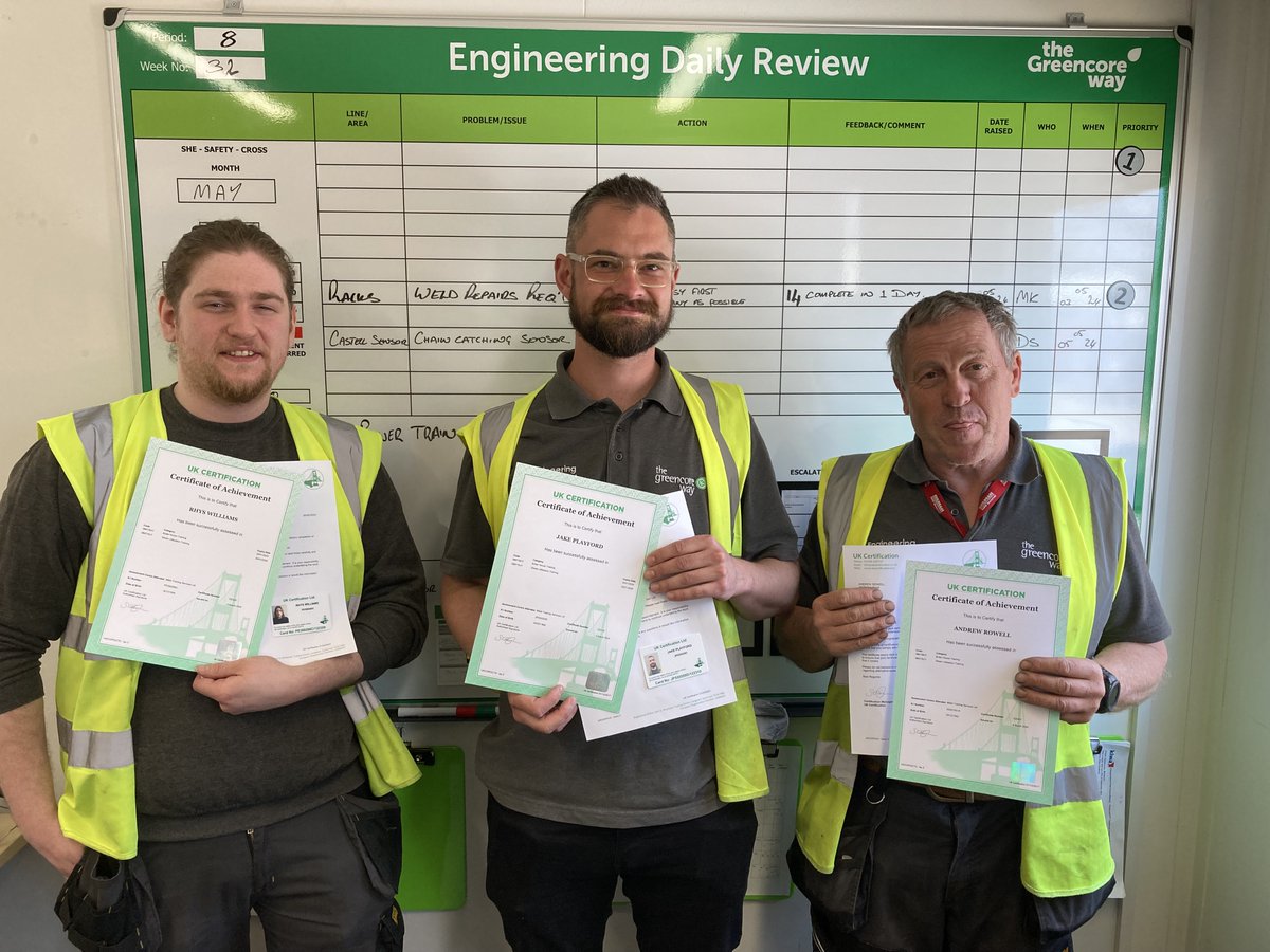 Congratulations to Jake, Rhys, Andy and Vytautas, engineers at our site in Wisbech on completing a Steam Utilisation & Boiler course earlier this year. Here you can see Jake, Rhys and Andy with their certificates and licenses. #growwithgreencore #peopleatthecore