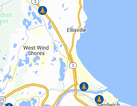 MassDOT's tweet image. This week in #Plymouth #Bourne Ancillary Structure Inspections on Route 3  NB/SB. Work will be performed 5/13 through 5/16, from 9:00am until 2:00pm each day. Alternating lane and ramp closures will be in place during the inspections.