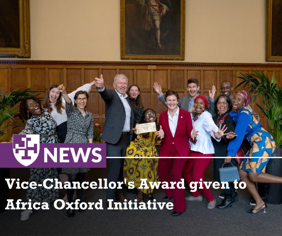 St Cross Vice-Master, Fellow and Director at Africa Oxford Initiative Kevin Marsh celebrate with the AfOx Team after winning a Vice-Chancellors Award for Outstanding Contribution. Read more: ow.ly/raNa50RE8j2