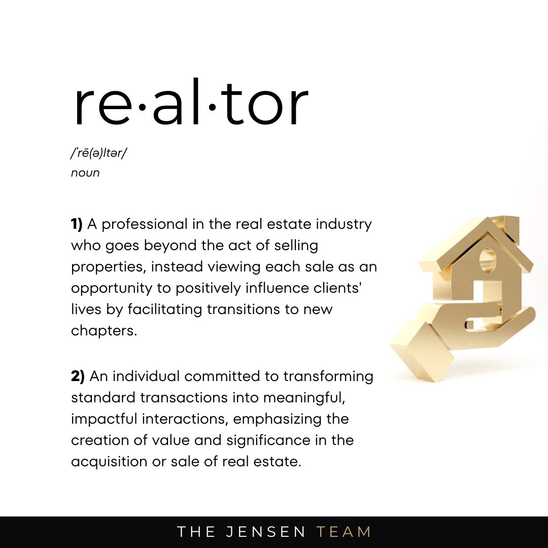 Jensen Team Dictionary: Success in real estate starts when you believe you are not selling properties; you're opening doors to new chapters in people’s lives. Treat every deal not as a transaction, but as an opportunity to make a lasting impact. #MondayMotivation #TheJensenteam