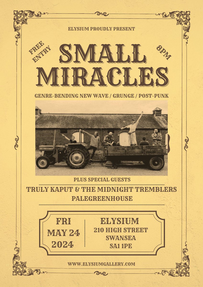 ***LINEUP CHANGE*** On May 24th we have the amazing @_smallmiracles heading to SA1 - @onlyrainyrainbo are no longer able to play so we've secured the fantastic PaleGreenHouse to replace them on the bill, with further support from @TrulyKaput & the Midnight Tremblers. Be there!