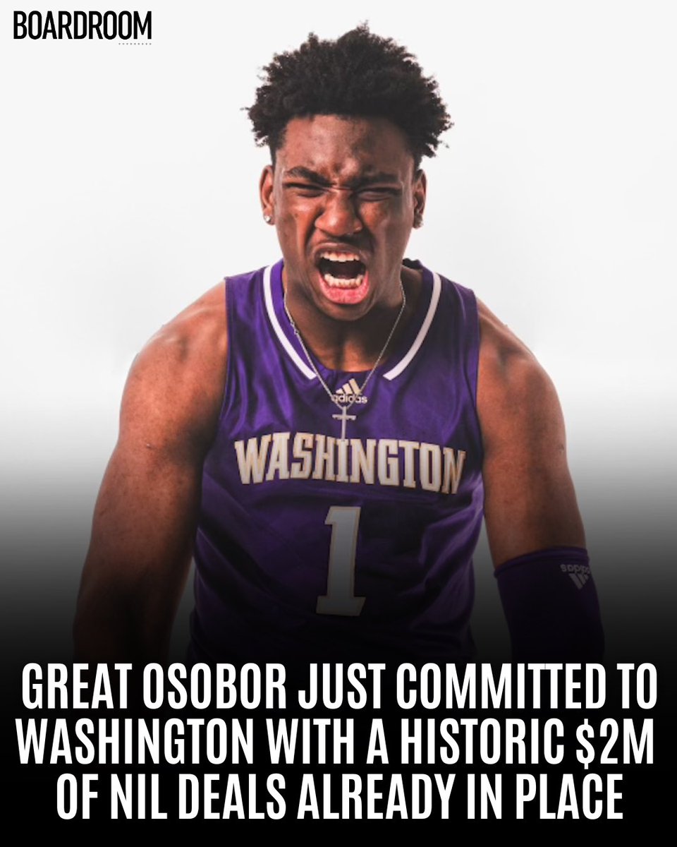 BREAKING: Coveted transfer player Great Osobor has committed to Washington, and will have one of the highest value NIL totals EVER with $2 Million worth of deals already in place. The deals were negotiated by @GeorgeLangberg of GSL Sports Group
