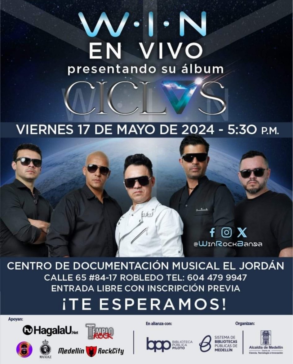 De lanzamiento <a href="/WinRockBanda/">W.I.N rock</a> "Ciclos" un álbum de letras y sonidos poderosos... Nos vemos en El Jordán. 
#ciudaddemusica