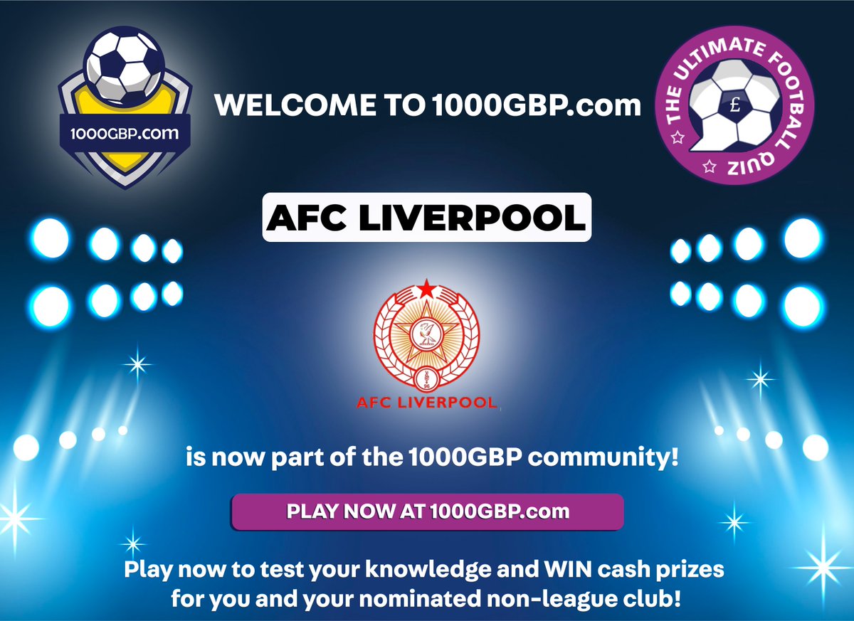 We are delighted to welcome @AFCLiverpool to the #1000GBP family today - the latest club to join The Ultimate Football Quiz, working with their supporters to show their skills and win prizes for the fans and the club! We are looking forward to seeing you shoot up the
