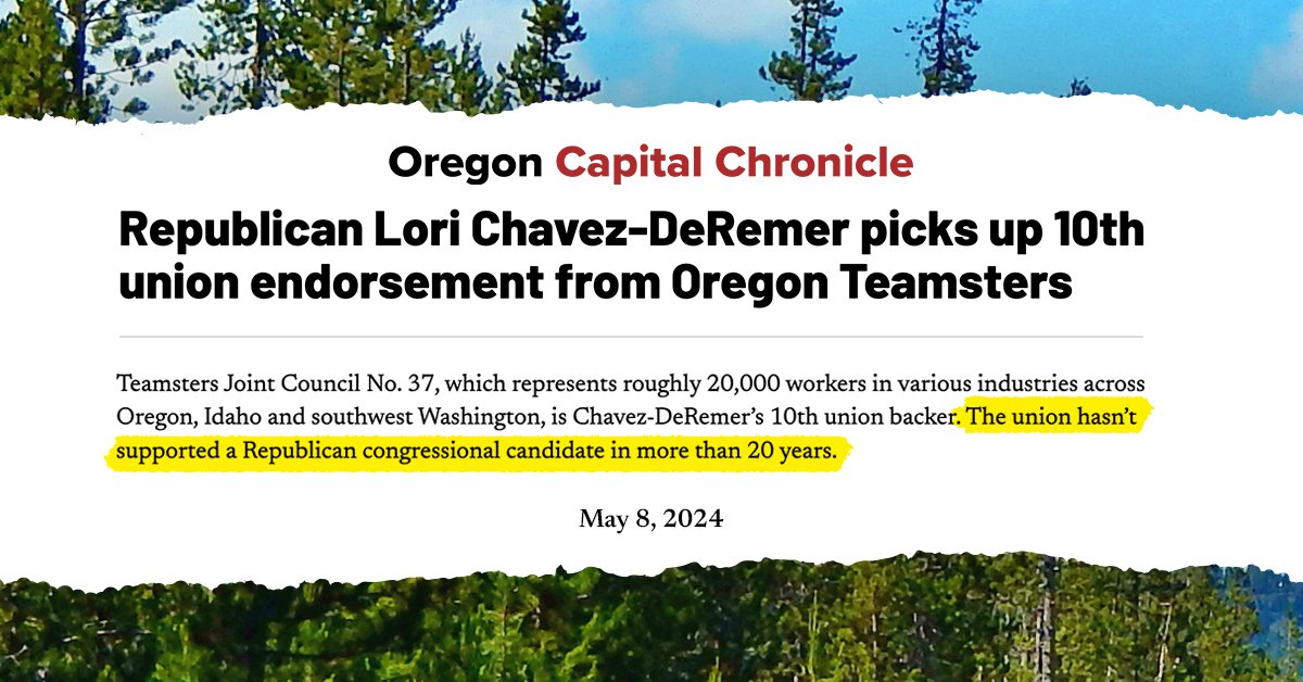 ICYMI: Lori was endorsed by Teamsters Joint Council No. 37! This is the FIRST time in over 20 years that the union has supported a Republican candidate.