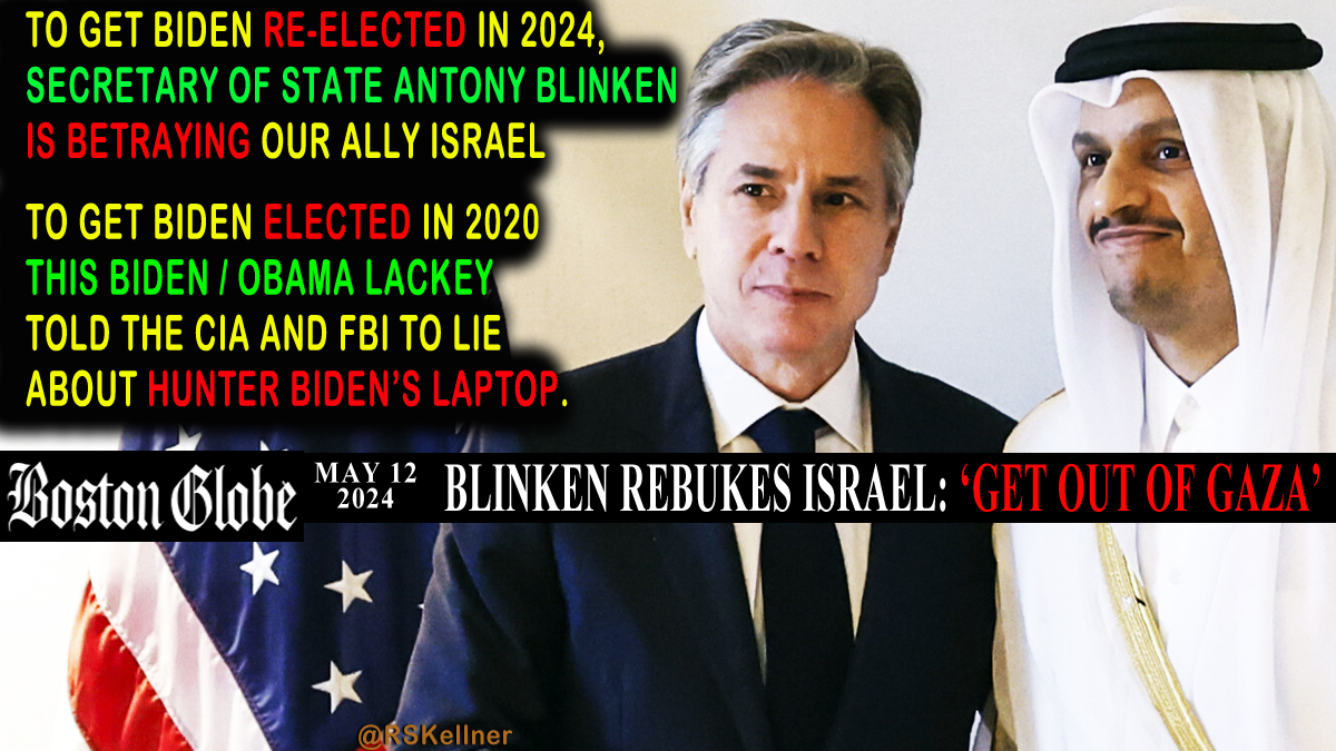 JUST WHEN YOU THINK A #SKUNK CAN'T SMELL ANY WORSE, along comes Antony #Blinken, stabbing #Israel in the back to get the #Islamic vote for #JoeBiden's #2024election. This skunk got Biden elected in 2020 by telling the #FBI and #CIA to lie about #HunterBiden's #laptop. #Gaza #MSM