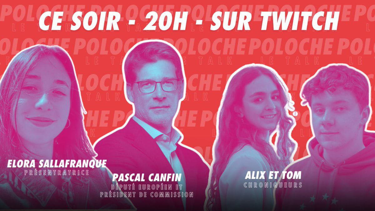 🔴 Ce soir, à 20h sur Twitch, retrouvez #Poloche en direct avec comme invité @pcanfin, député européen et président de commission ! Une émission présentée par Elora Sallafranque🎙️ Au programme : Pacte vert, taxe carbone, réchauffement climatique, … 🌳