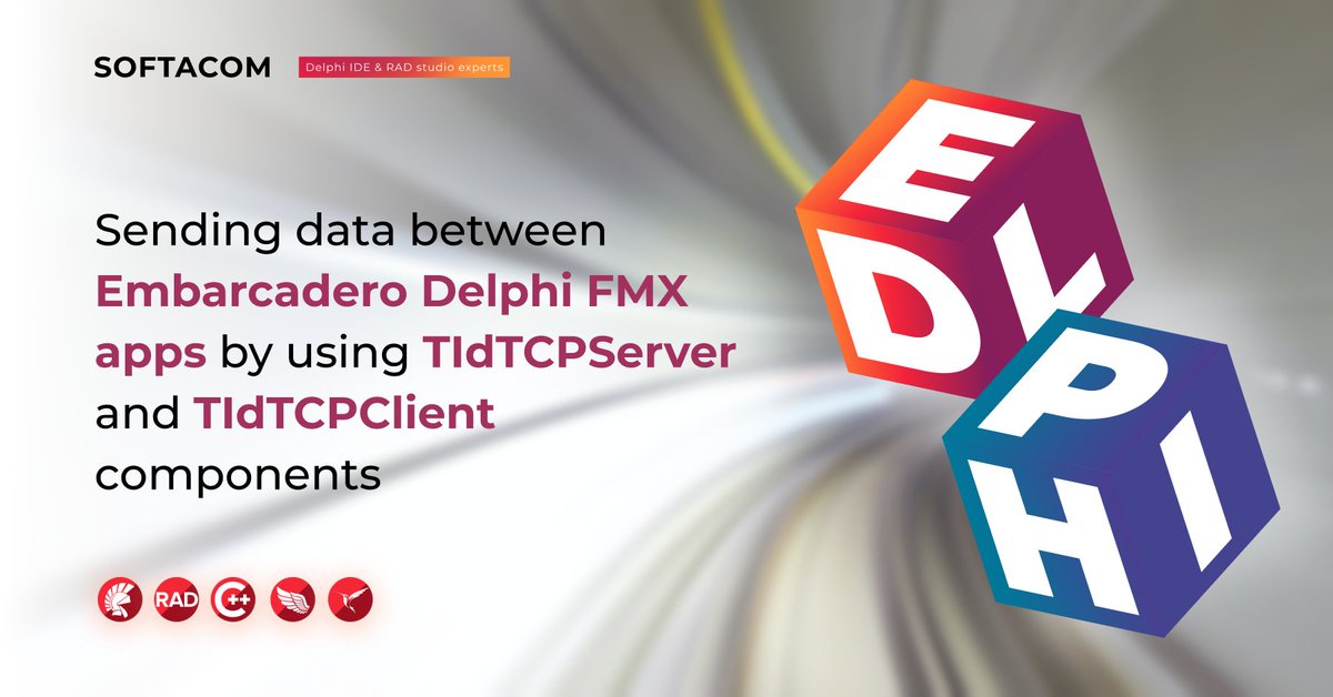 natali110686's tweet photo. This article explores the capabilities of the #TIdTCPClient and #TIdTCPServer components to transfer data between our #Embarcadero #Delphi #FMX apps over a network.
https://t.co/A6caoIPfhO 

#TIdTCPClientTIdTCPServerComponents #DelphiCoding #DelphiDevelopers #DelphiFMXapp https://t.co/AVOnUXHFK9