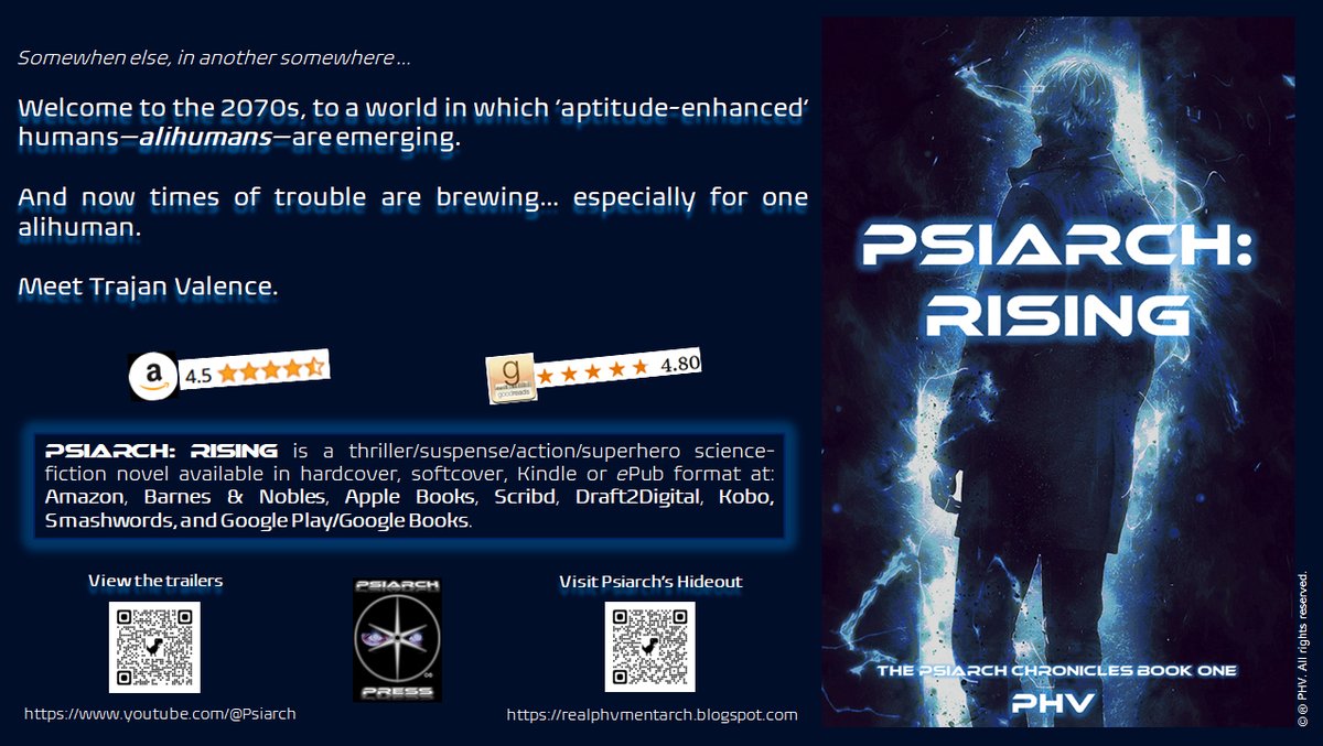 @jacodypress #PsiarchRising - an engaging #scifi #thriller with complex characters, twists and turns, and peaks of #action.

Full list of selling outlets: realphvmentarch.blogspot.com/2022/07/where-…