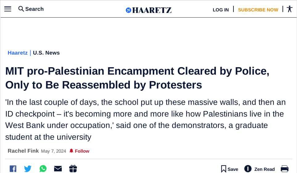 🔻Despite facing suppression from police, students at MIT persist in their pro-Palestine protests
✍️The design of some israeli missiles and drones used in #GazaGenocide is carried out by universities. That is one of the reasons fueling their protests
#BDS
#LETTER4U