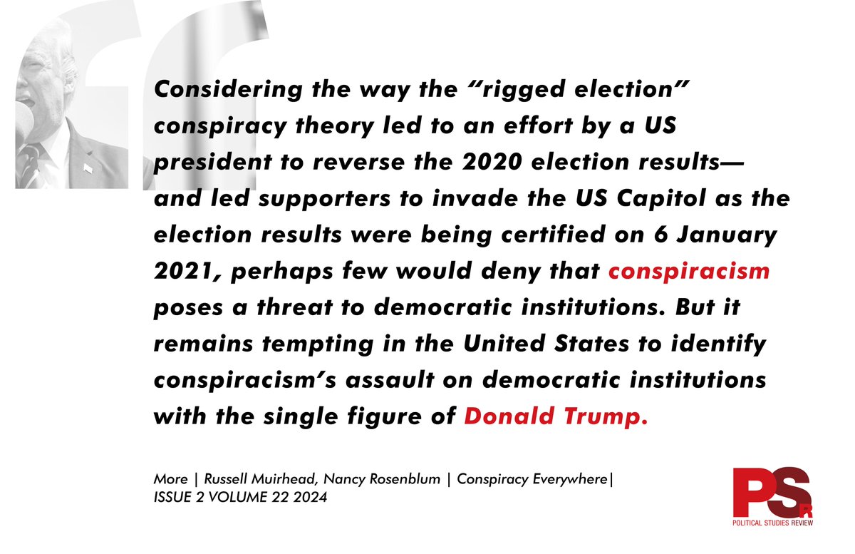 The authors show how conspiracism undermines #democratic institutions.#Conspiracy theories disorient citizens, undermine a shared understanding of knowledge, erode the concept of legitimate opposition, and delegitimize expertise. 👉More: tiny.cc/hu32yz