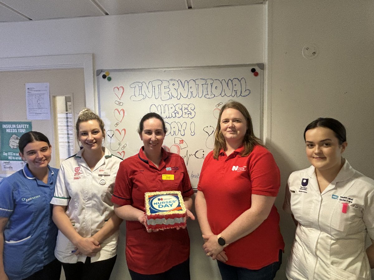 Celebrating the winner of the #NursesDay cake winner, Emma Jane Kearney delivers this to the Stroke/Medical Ward within Daisy Hill Hospital, Newry. Well done and thank you for all your hard work.