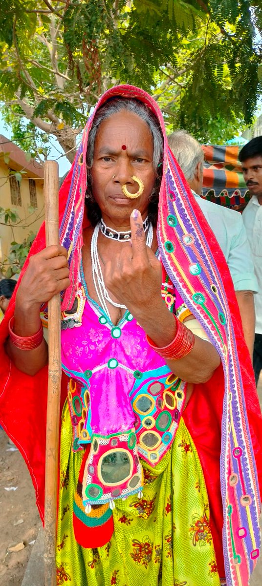 A mark of Pride ! #InkWaliSelfie 

A tribal voter from Lambada tribe at Krishnarao palem of Thiruvooru constituency NTR of Andhra Pradesh. #YouAreTheOne 

#Phase4 #GeneralElections2024 #ChunavKaParv #DeshKaGarv