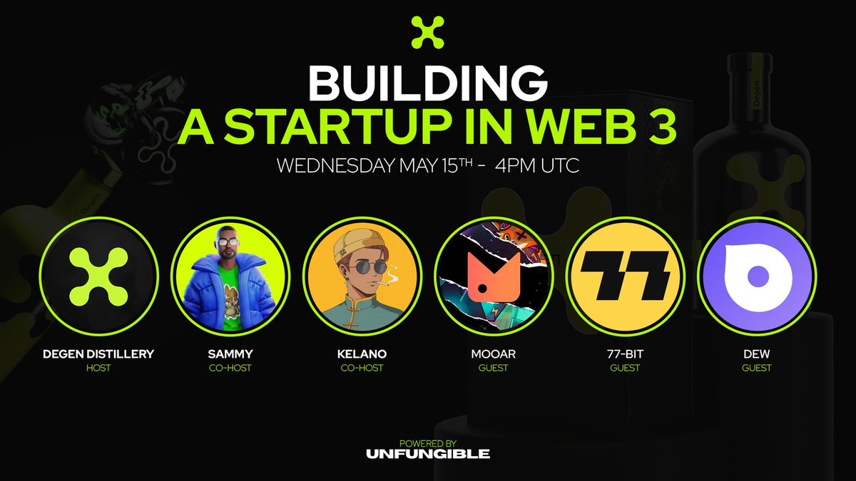 Join us this week to discuss building a startup in web3! ⏰ May 15th, 4pm UTC Set your reminders below 👇