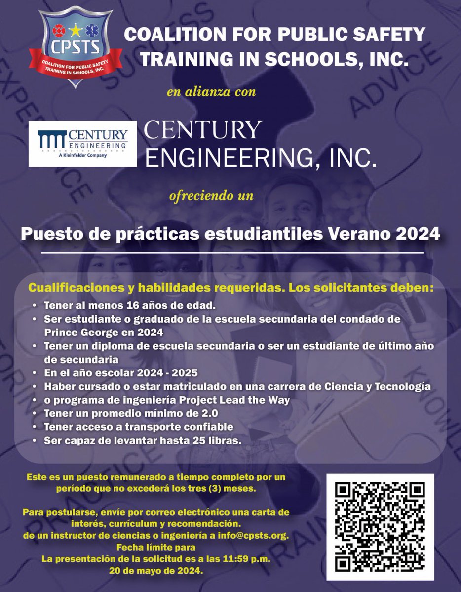 Apply for The Coalition for Public Safety Training in Schools Student Summer Internship Today!!! <a href="/pgcps/">PGCPS</a> <a href="/DrJeanPaulCadet/">Dr. Jean-Paul Cadet</a>