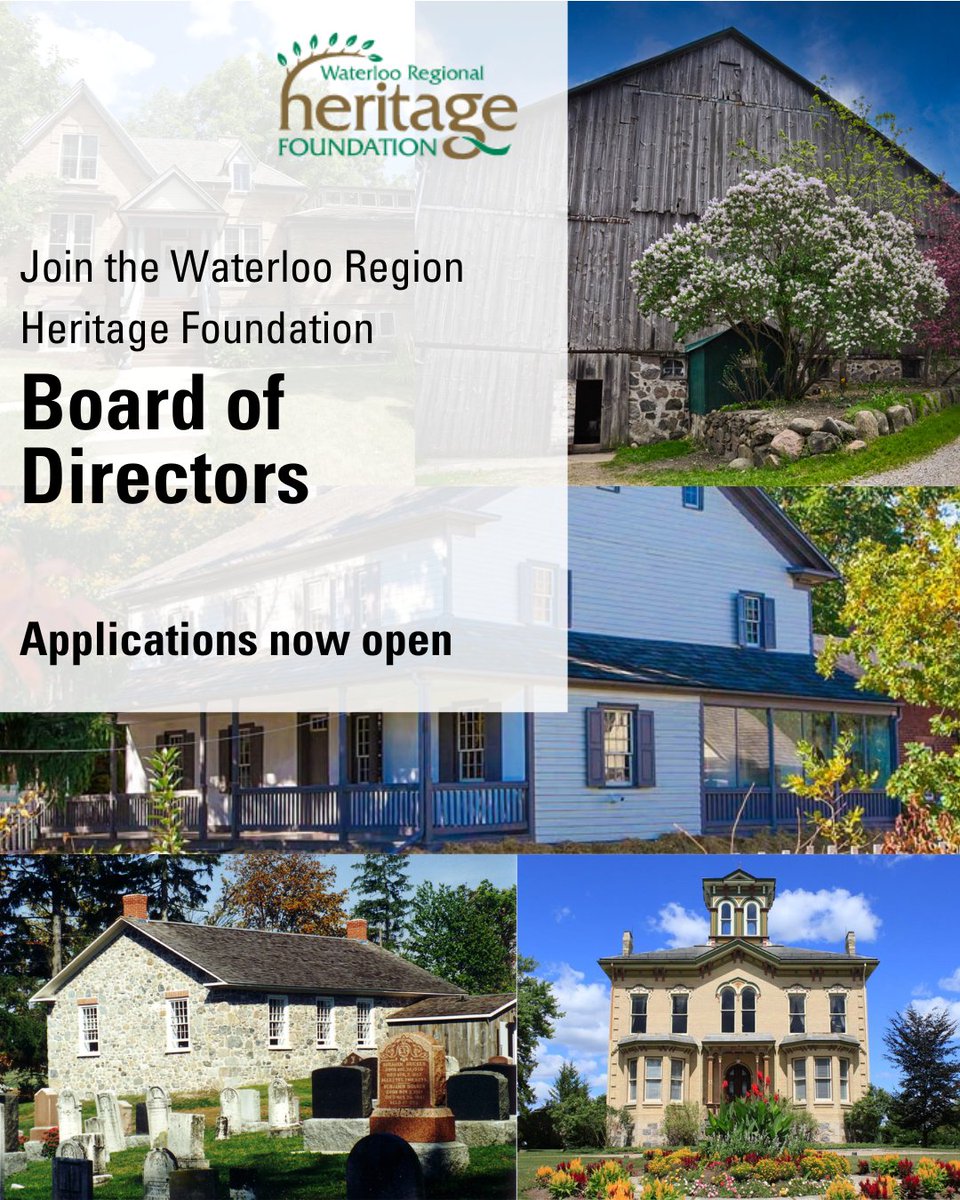 The Heritage Foundation is dedicated to preserving #WatReg's heritage & culture. This is your opportunity to help create transparent processes to ensure grant funding is equitable and purposeful. Join the board of directors: wrhf.org/en/about-the-f…