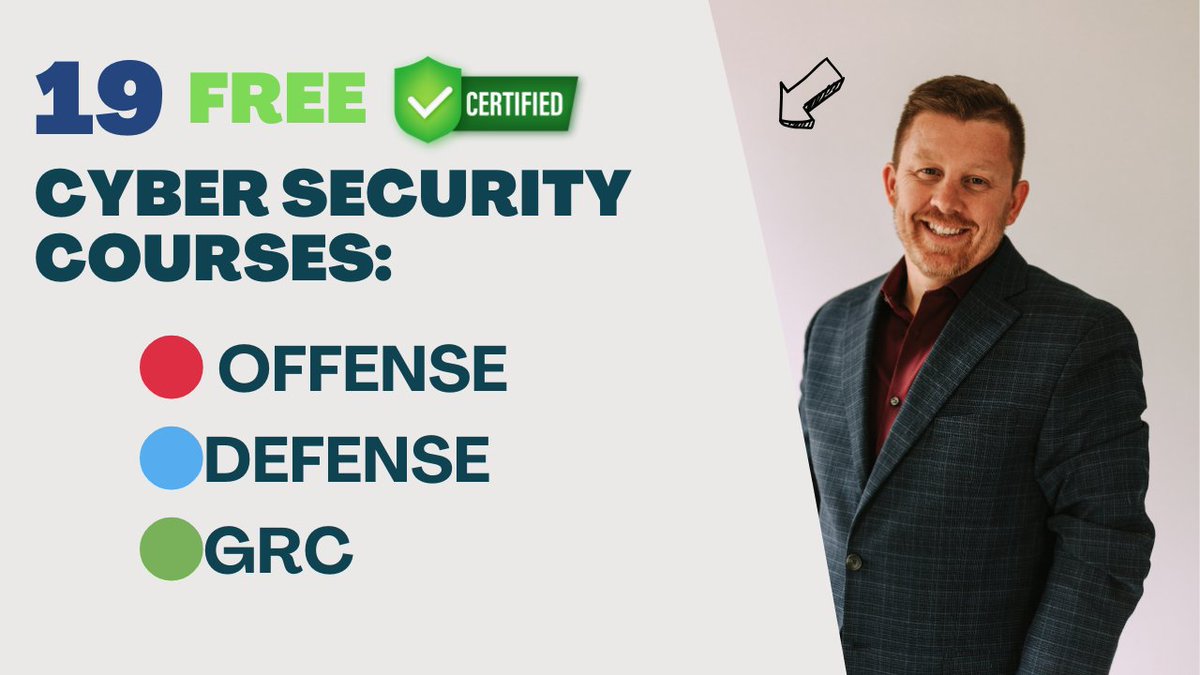 I Give You 19 Free Certification Classes in Offense, Defense, and GRC to get started in your Cyber Security Career. Get Started. Get Certified. ✅

STOP and Bookmark 📚 this for future reference.

🔵 Vulnerability Management Learning Path:
1. Vulnerability Management (Foundation)…