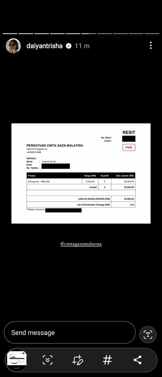 vionamusic's tweet photo. Thanks @daiyantrisha 

Will still block you on insta until the contract ends, thanks

Ps : as an avid observer, i notice around this year she posts about palestin in tandem with posting brand posts. 

Also, no need to hide the transaction dates, it's not confidential info https://t.co/QFPq0eCgw4