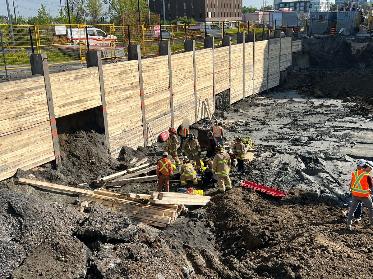 We are on scene in the 1300 block of Carling Ave after a shoring wall collapsed at a construction site leaving one worker injured. #OttNews