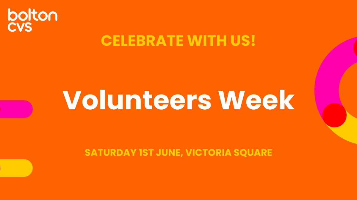 📢We're looking for groups/organisations who offer catering services for our exciting Volunteers Week event in Victoria Square on Saturday 1st of June If you can help, or you know someone who might be able to help, please get in touch at communications@boltoncvs.org.uk💜