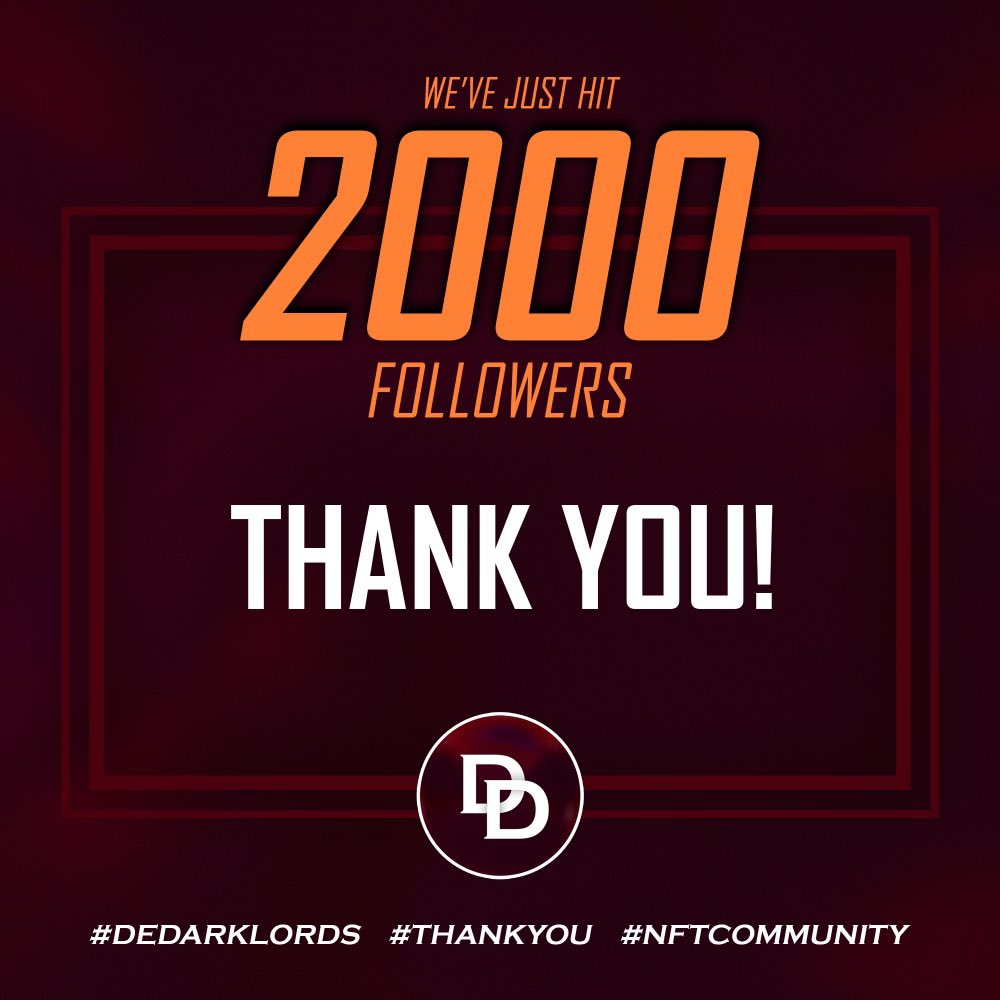 Good morning to our 2000 followers, and thank you.

#nft #DeDarklordsnft #nftarti̇st #crofam #NFTCollection