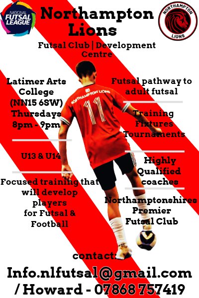 The 🦁 Youth sessions have 3 weeks left before the Summer break. If you know of a u13, u14 or u15 player in Northants who might be interested in having a go please get in contact. The first session is free.