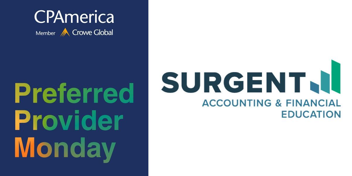 CPAmerica, Inc. (@cpamericaintl) on Twitter photo Happy Preferred Provider Monday! Today we’re shining the spotlight on <a href="/SurgentAFE/">Surgent Accounting & Financial Education</a>. To learn more about the discounts and benefits you receive as a CPAmerica member, visit: buff.ly/4bqtvnn
#cpai #cpamerica #accounting #cpe #surgent #examprep #preferredprovidermonday Happy Preferred Provider Monday! Today we’re shining the spotlight on <a href="/SurgentAFE/">Surgent Accounting & Financial Education</a>. To learn more about the discounts and benefits you receive as a CPAmerica member, visit: buff.ly/4bqtvnn
#cpai #cpamerica #accounting #cpe #surgent #examprep #preferredprovidermonday
