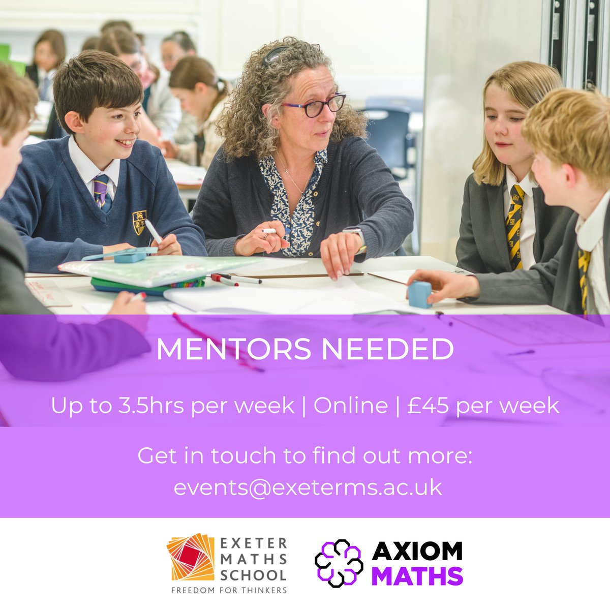 *Application deadline approaching* If you enjoy maths problem solving & are keen to develop this in others, this could be the perfect opportunity for you! Find out more & apply, here: exetermathematicsschool.ac.uk/work-with-us #MathsCircles #MentoringRole #OnlineJob